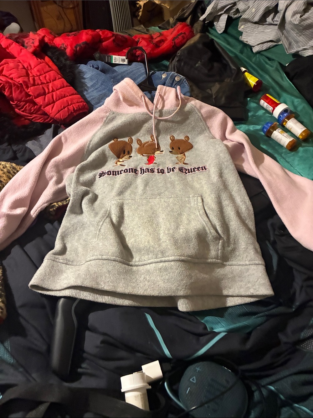 Kids M Pink & Gray Hoodie Sweatshirt Jerry Leigh entertainment apparel